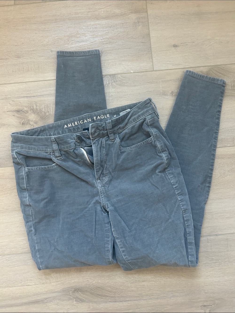 American Eagle Outfitters Women's Slate Gray Skinny Corduroy Jeans